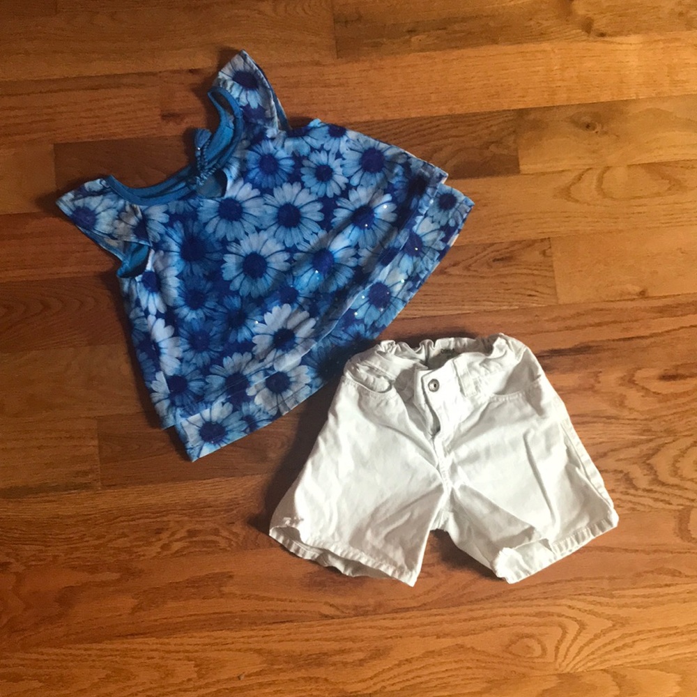 Justice top / Osh Kosh adjustable jean shorts